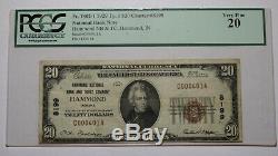 $20 1929 Hammond Indiana IN National Currency Bank Note Bill Ch. #8199 PCGS VF20