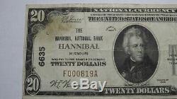 $20 1929 Hannibal Missouri MO National Currency Bank Note Bill! Ch. #6635 FINE