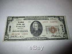 $20 1929 Harlan Kentucky KY National Currency Bank Note Bill Ch. #12295 XF