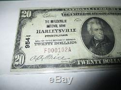 $20 1929 Harleysville Pennsylvania PA National Currency Bank Note Bill #9541 VF