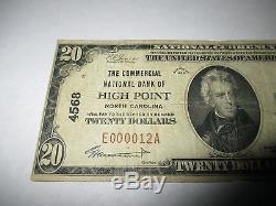 $20 1929 High Point North Carolina NC National Currency Bank Note Bill 4568 FINE
