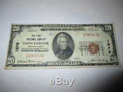$20 1929 Honeybrook Pennsylvania PA National Currency Bank Note Bill #1676 Fine