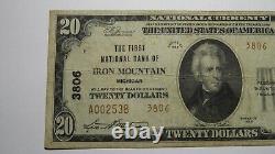$20 1929 Iron Mountain Michigan MI National Currency Bank Note Bill Ch. #3806 VF