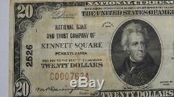 $20 1929 Kennett Square Pennsylvania PA National Currency Bank Note Bill #2526