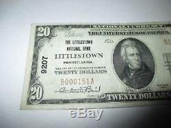 $20 1929 Littlestown Pennsylvania PA National Currency Bank Note Bill! #9207 VF