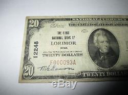 $20 1929 Lorimor Iowa IA National Currency Bank Note Bill #12248 VF RARE