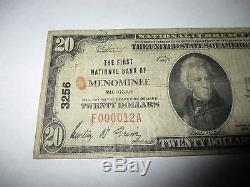 $20 1929 Menominee Michigan MI National Currency Bank Note Bill Ch. #3256 RARE
