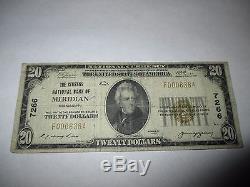 $20 1929 Meridian Mississippi MS National Currency Bank Note Bill! Ch #7266 Fine