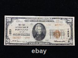 $20 1929 National Bank Note Portland OR Bill Currency Charter # 1553