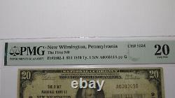$20 1929 New Wilmington Pennsylvania National Currency Bank Note Bill #9554 VF20
