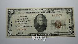 $20 1929 Norristown Pennsylvania PA National Currency Bank Note Bill Ch. #1148