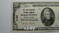 $20 1929 Norristown Pennsylvania PA National Currency Bank Note Bill Ch. #1148