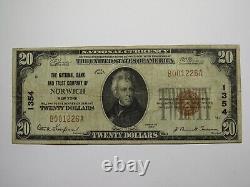 $20 1929 Norwich New York NY National Currency Bank Note Bill Ch. #1354 FINE
