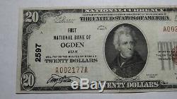 $20 1929 Ogden Utah UT National Currency Bank Note Bill! Ch. #2597 XF++