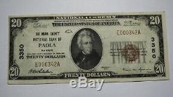 $20 1929 Paola Kansas KS National Currency Bank Note Bill Ch. #3584 VF! RARE