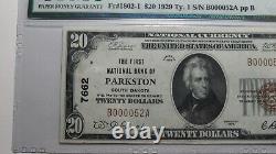 $20 1929 Parkston South Dakota SD National Currency Bank Note Bill #7662 XF45