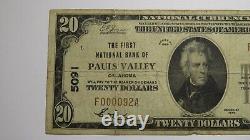 $20 1929 Pauls Valley Oklahoma National Currency Bank Note Bill #5091 Low Serial