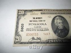 $20 1929 Pensacola Florida FL National Currency Bank Note Bill! Ch. #5603 VF