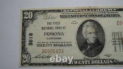 $20 1929 Pomona California CA National Currency Bank Note Bill! Ch. #3518 FINE
