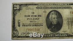 $20 1929 Pulaski Virginia VA National Currency Bank Note Bill! Ch. #4071 FINE