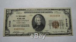 $20 1929 Punxsutawney Pennsylvania PA National Currency Bank Note Bill! #5702 VF