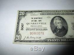 $20 1929 Quarryville Pennsylvania PA National Currency Bank Note Bill #3067 VF