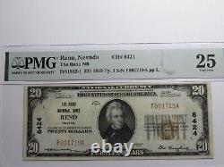 $20 1929 Reno Nevada NV National Currency Bank Note Bill Charter #8424 VF25 PMG