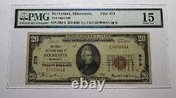 $20 1929 Rochester Minnesota MN National Currency Bank Note Bill #579 F15 PMG