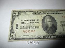$20 1929 Rutherford New Jersey NJ National Currency Bank Note Bill Ch #5005 FINE