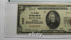 $20 1929 Rutland Vermont VT National Currency Bank Note Bill! Ch. #2950 VF20 PMG