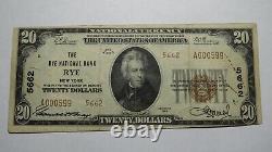 $20 1929 Rye New York NY National Currency Bank Note Bill! Ch. #5662 RARE
