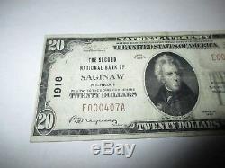 $20 1929 Saginaw Michigan MI National Currency Bank Note Bill Ch. #1918 VF