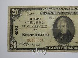 $20 1929 Saint Clairsville Ohio OH National Currency Bank Note Bill #4993 St