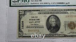 $20 1929 San Jose California CA National Currency Bank Note Bill #13338 VF25 PMG
