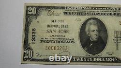$20 1929 San Jose California CA National Currency Bank Note Bill Ch. #13338 VF