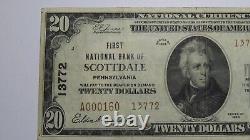 $20 1929 Scottdale Pennsylvania PA National Currency Bank Note Bill #13772 VF++