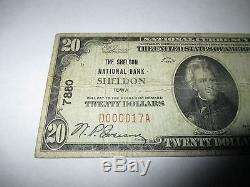 $20 1929 Sheldon Iowa IA National Currency Bank Note Bill #7880 FINE RARE
