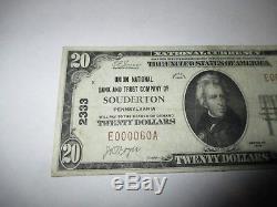 $20 1929 Souderton Pennsylvania PA National Currency Bank Note Bill #2333 VF