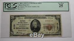 $20 1929 South Deerfield Massachusetts MA National Currency Bank Note Bill! VF25