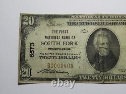 $20 1929 South Fork Pennsylvania PA National Currency Bank Note Bill #6573 RARE