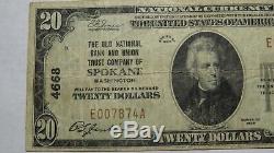 $20 1929 Spokane Washington WA National Currency Bank Note Bill! Ch. #4668 VF