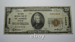 $20 1929 St. Joseph Missouri MO National Currency Bank Note Bill Ch. #4939 VF