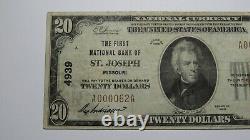 $20 1929 St. Joseph Missouri MO National Currency Bank Note Bill Ch. #4939 VF