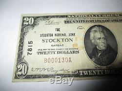 $20 1929 Stockton Kansas KS National Currency Bank Note Bill! Ch. #7815 VF RARE