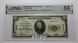 $20 1929 Tahlequah Oklahoma National Currency Bank Note Bill Ch. #5478 AU53 PMG