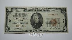 $20 1929 Terre Haute Indiana IN National Currency Bank Note Bill Ch. #47 VF