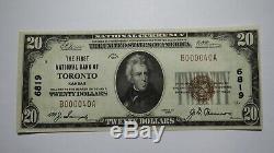 $20 1929 Toronto Kansas KS National Currency Bank Note Bill! Ch. #6819 AU++