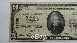 $20 1929 Vallejo California CA National Currency Bank Note Bill Ch. #13368 FINE
