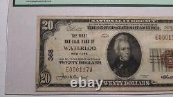 $20 1929 Waterloo New York NY National Currency Bank Note Bill Ch #368 VF25 PCGS