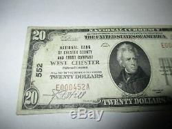 $20 1929 West Chester Pennsylvania PA National Currency Bank Note Bill! Ch. #552